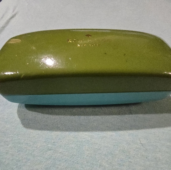 Kate Spade New York Green & Blue Hard Shell Eyeglass Case Logo  W/ New Cloth - Picture 2 of 10